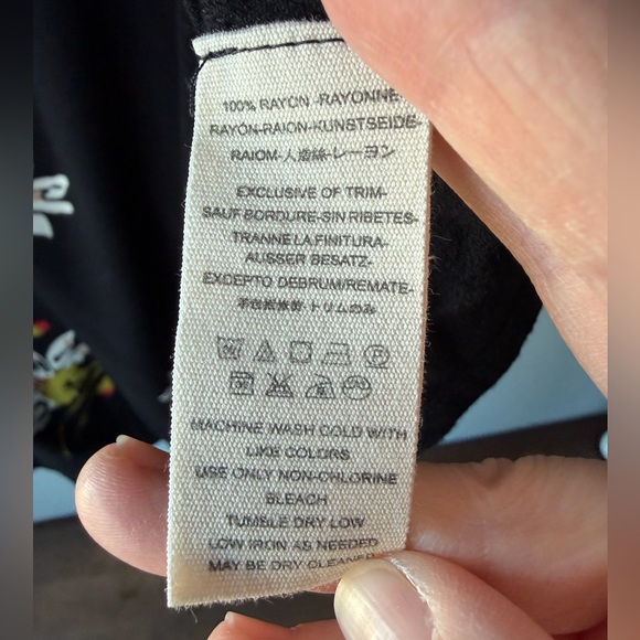 Free People black floral Time on My Side long sleeve mini wrap dress Women’s M - Picture 10 of 10